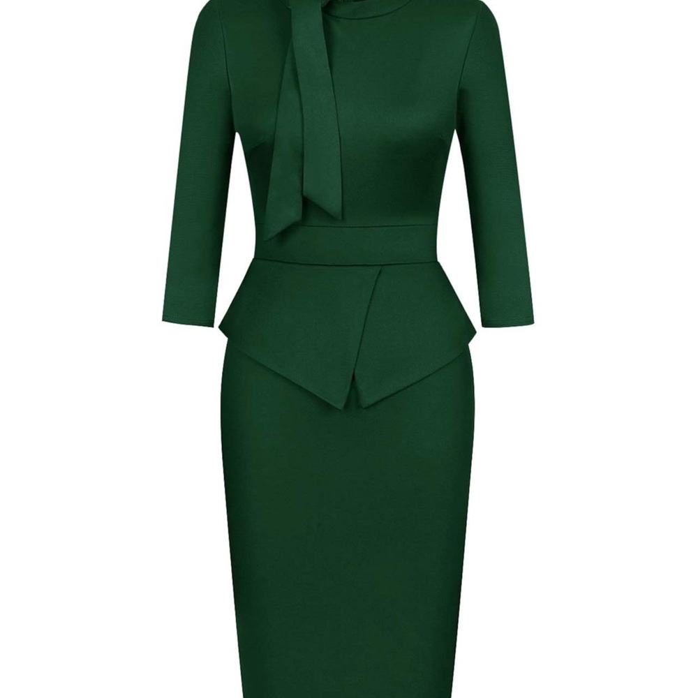 Moyabo Green Dress 3/4 sleeve fitted Large